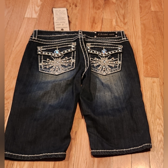 New VNTG  LA IDOL SIZE 9 BERMUDA BLING SHORTS DENIM JEAN RARE FIND WOMENS TEENS - Picture 14 of 15